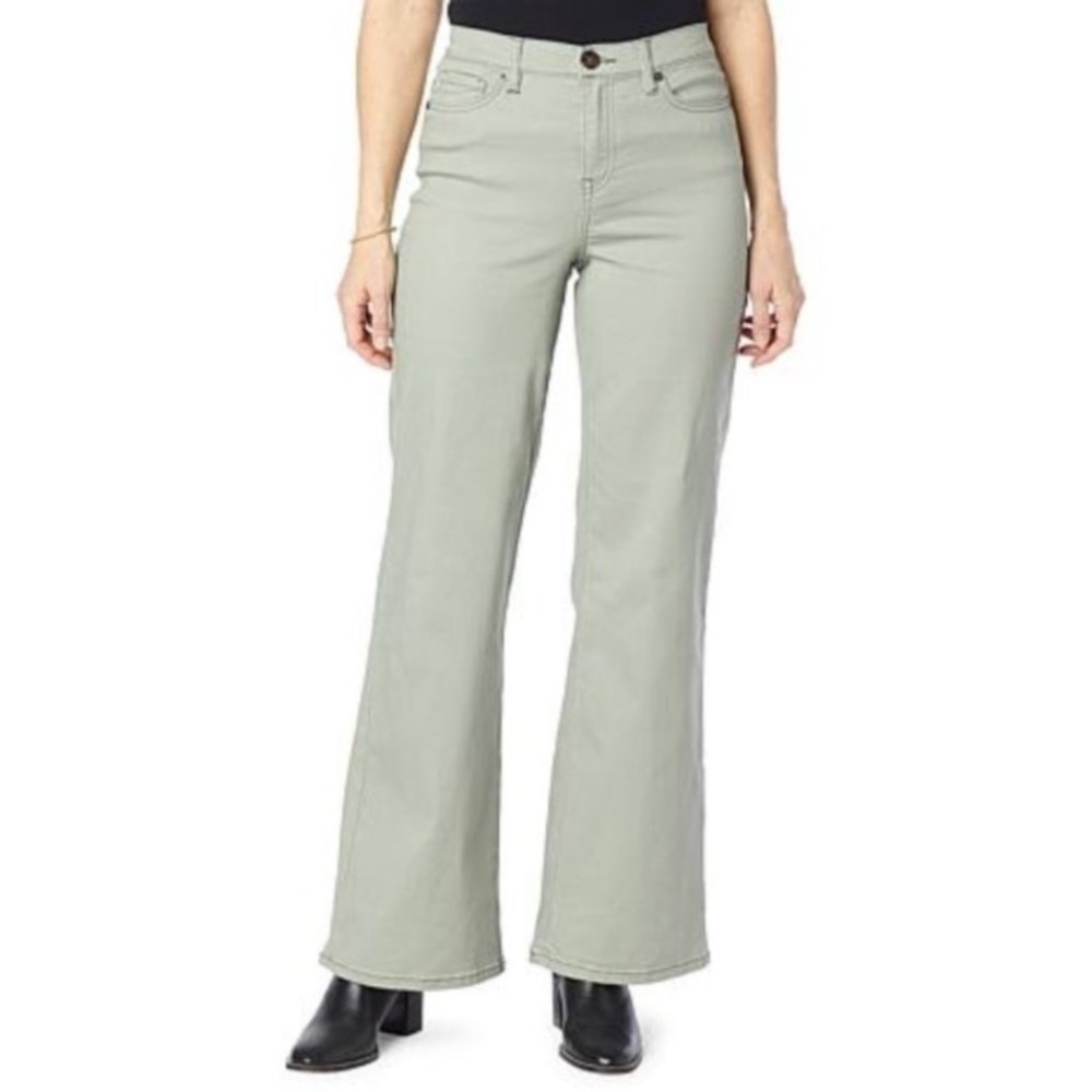 DG2 by Diane Gilman NWT VIRTUAL Stretch Wide Leg Jeans Moss Color 5X